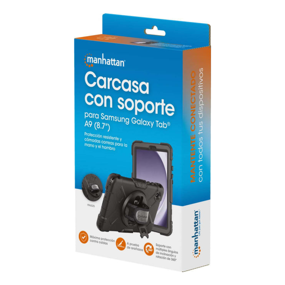 Funda para Tablet MANHATTAN para Samsung Galaxy Tab A9 de Uso Rudo con Correa de 8.7 pulgadas (996525)