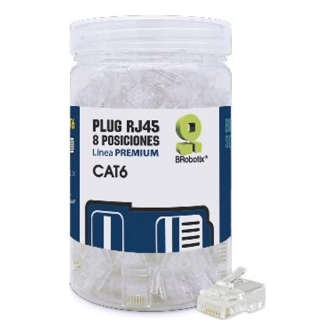 Plugs de Red RJ45, CAT6 Bote 100 Pzs BROBOTIX 263861