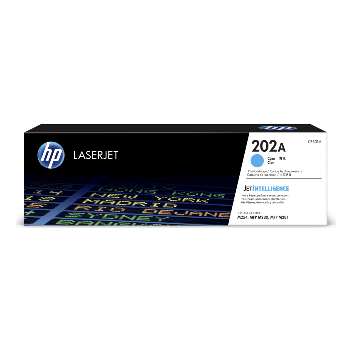 Tóner HP Original 202A Cian – Para LaserJet Pro M254, Color LaserJet Pro MFP M281, LaserJet Pro MFP M281 (CF501A)