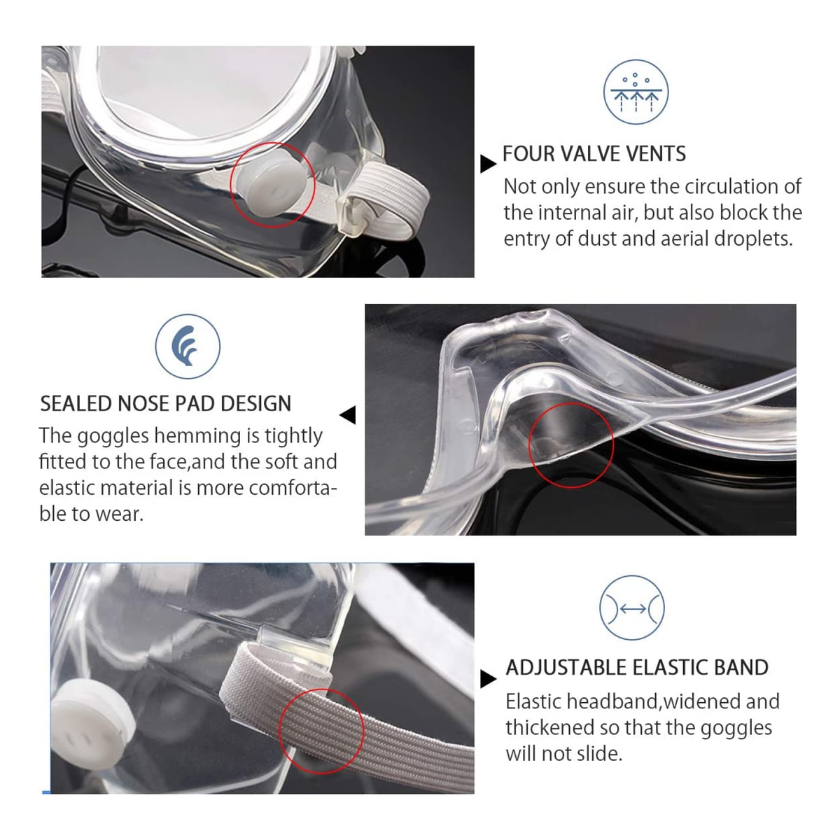Goggles KSA GKSA01-B de Protección 4 válvulas de respiración (GKSA01-B)