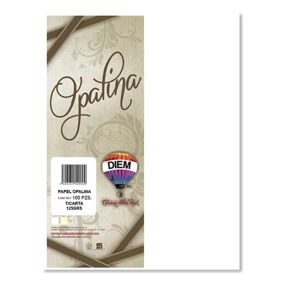 Papel Opalina Blanco T/C 100 hojas DIEM POBTCC100
