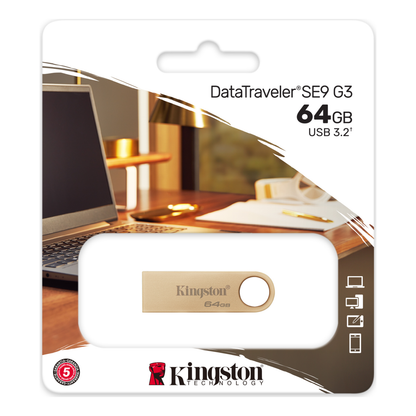 Memoria USB Kingston Technology DataTraveler SE9 G3 64 GB USB 3.2 Gen 1 Metálica (DTSE9G3/64GB)