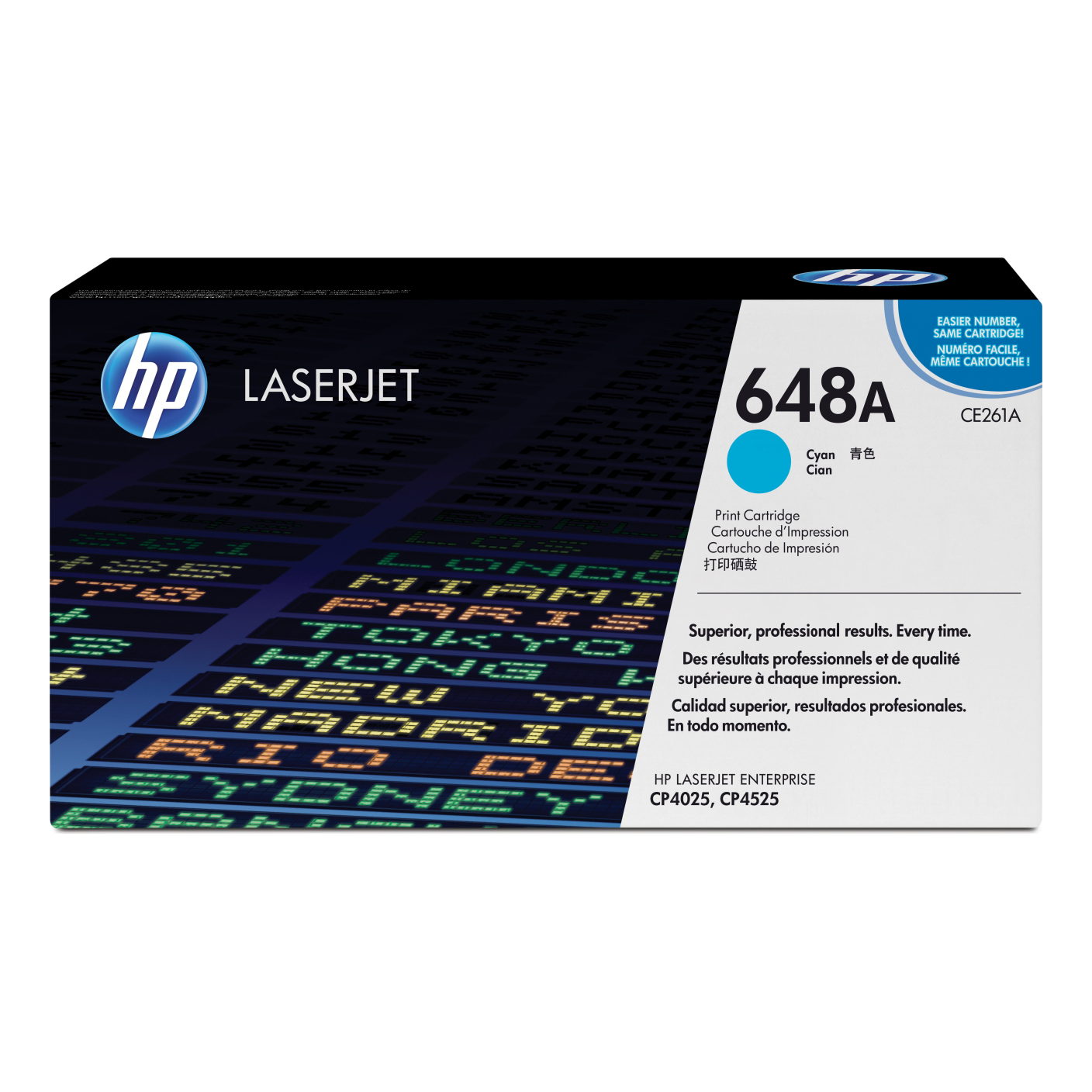 Tóner HP Original 648A Cian – Para LaserJet CP4025, LaserJet CP4525, LaserJet CM4540 (CE261A)