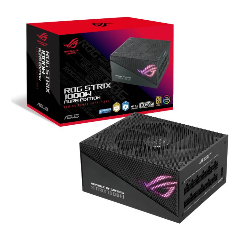 Fuente de Poder Gaming ASUS ROG Strix 1000G Aura Edition 1000 W 80 PLUS Gold Totalmente Modular ATX 3.0 (ROG-STRIX-1000G-AURA-GAMING)