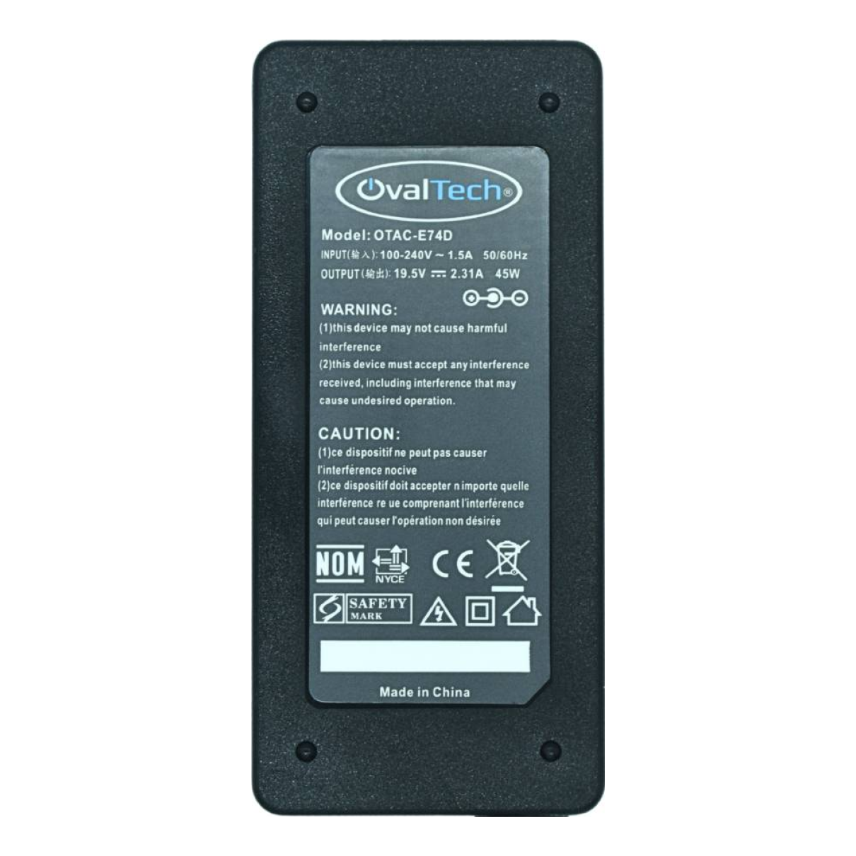 Adaptador de corriente para laptop OVALTECH 19.5V/2.31AH para DELL, Dell XPS 13 9343-4143 Notebook Dell XPS 13 L322X Ultrabook, Dell Ultrabook