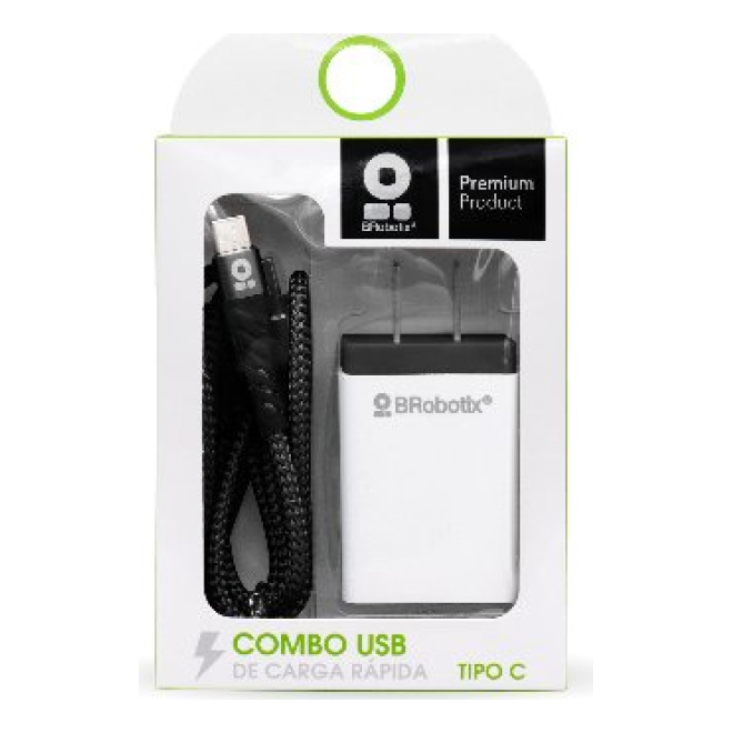 CARGADOR BROBOTIX USB C/CABLE TIPO C CARGA RÁPIDA 963325