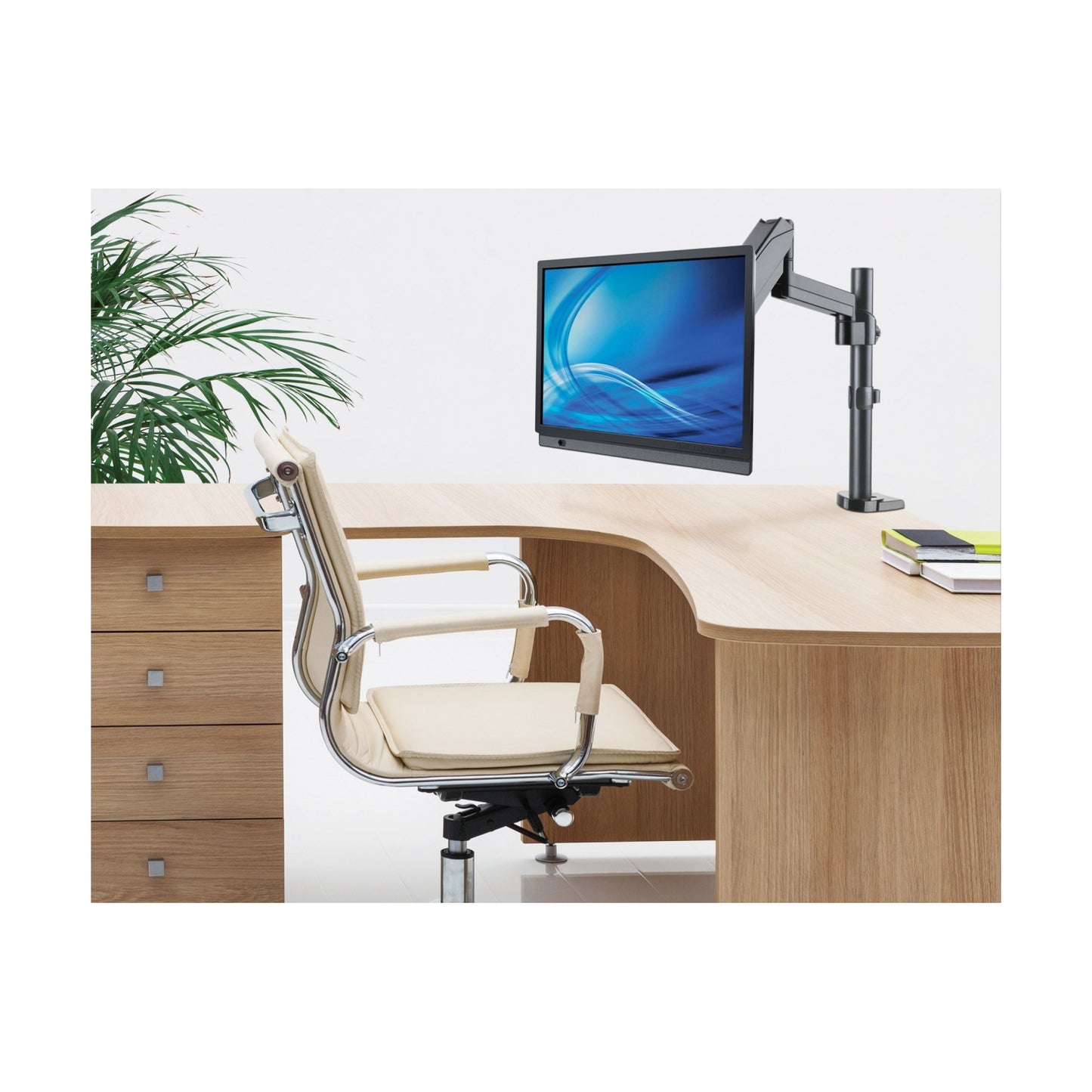 Soporte universal de pared para monitor MANHATTAN con pistón a gas,Soporta un monitor de 17