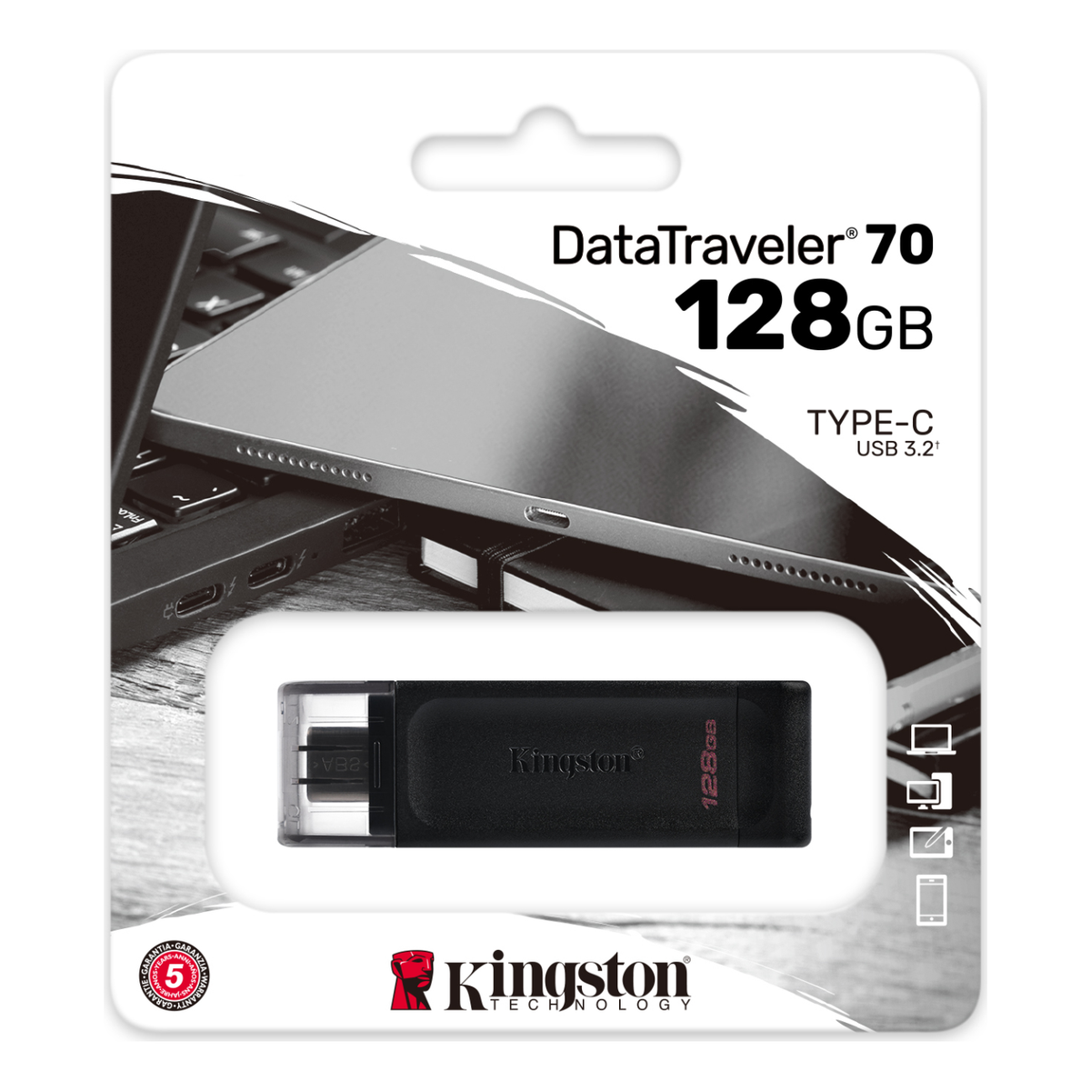 Memoria USB Kingston Technology DataTraveler 70 128 GB USB 3.2 Gen 1 USB-C (DT70/128GB)