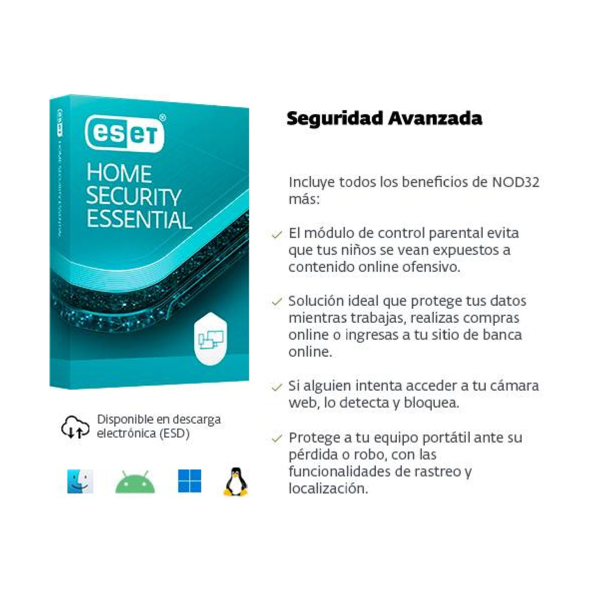 Software de Seguridad ESET Home Security Essential para 5 Dispositivos, 1 Año (TMESET-414)
