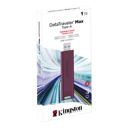 Memoria USB Kingston Technology DataTraveler Max-A 1 TB USB 3.2 Gen 2 lectura 1000 MB/s escritura 900 MB/s (DTMAXA/1TB)