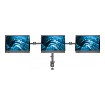 Soporte para monitor MANHATTAN movimiento articulado, 3 pantallas planas de 10