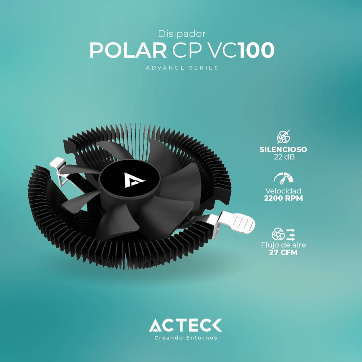 Disipador ACTECK VC100 Polar Cp Advanced Series 2200 RPM (AC-936736)