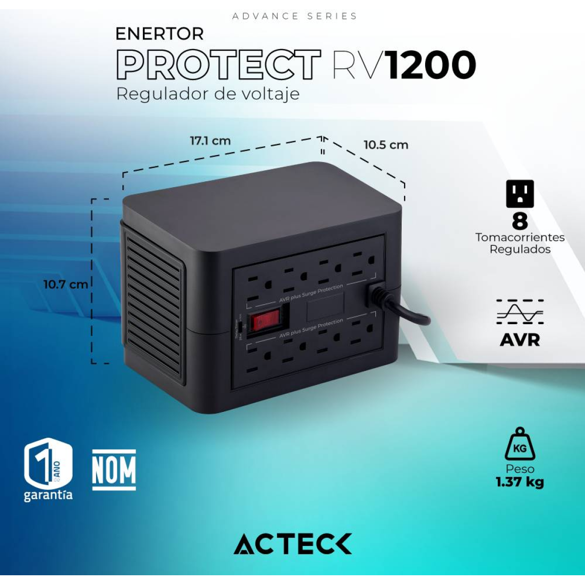 Regulador ACTECK Enerton Protect RV1200 Advance Series (AC-938204)