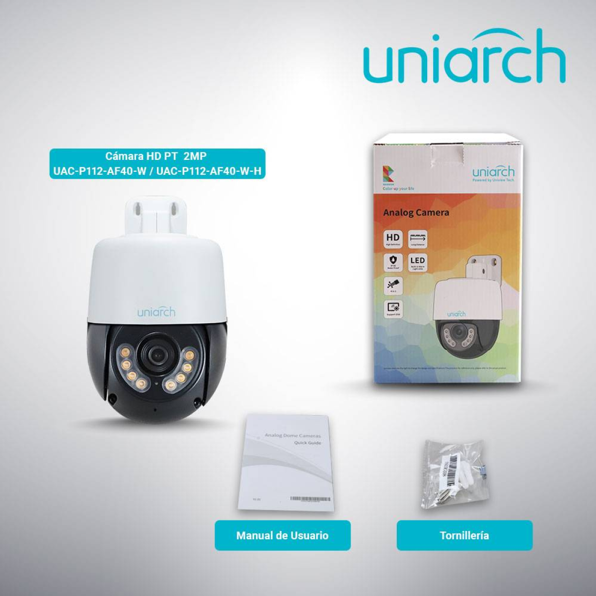 Cámara Domo Análoga UNIARCH UAC-P112-AF40-W-H