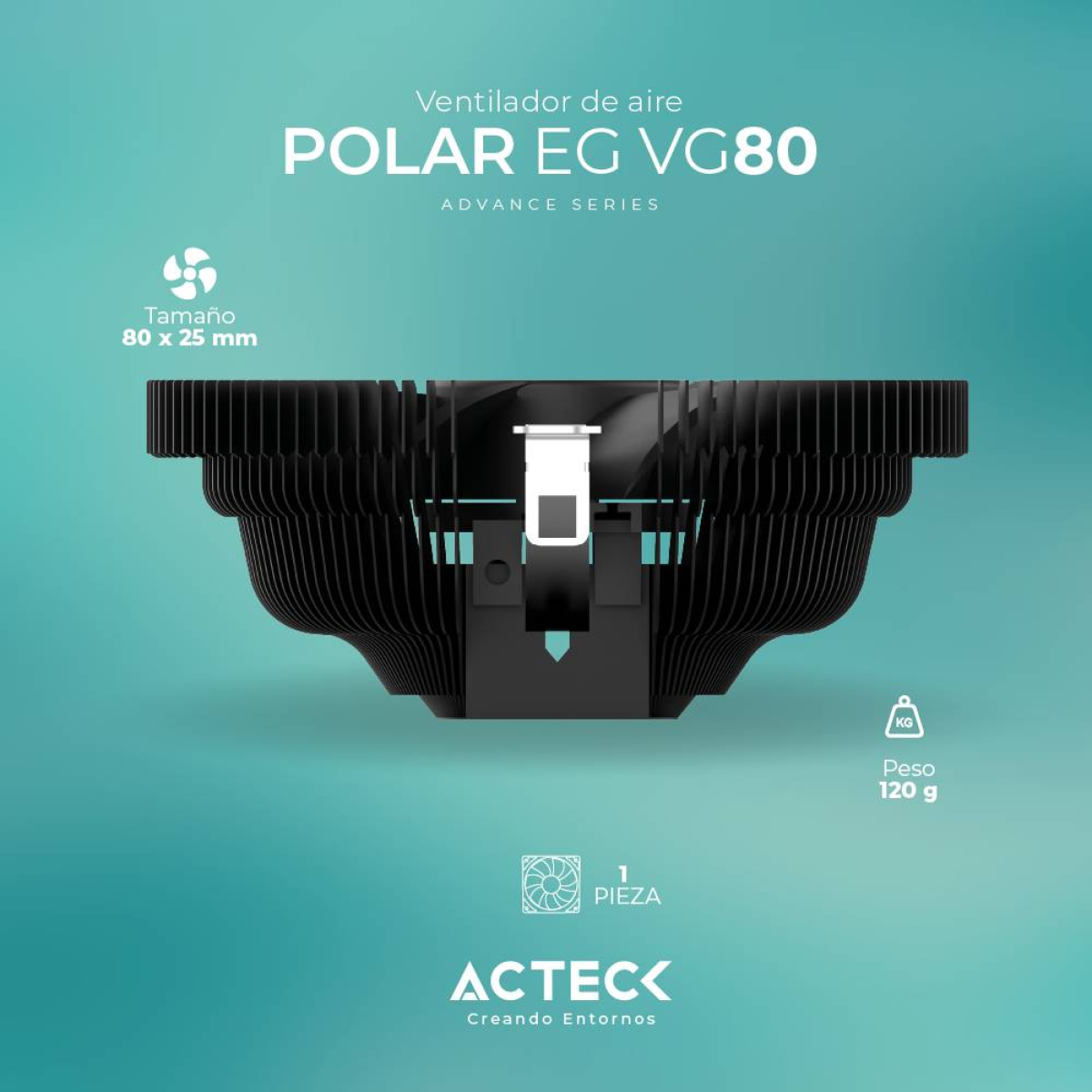 Disipador ACTECK VC100 Polar Cp Advanced Series 2200 RPM (AC-936736)