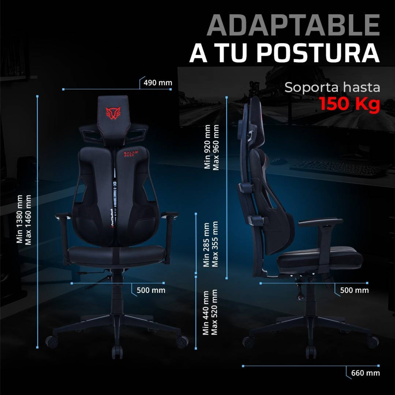 Silla Gaming Balam Rush BOLT RUSH PA Reclinable a 120° (BR-940528)