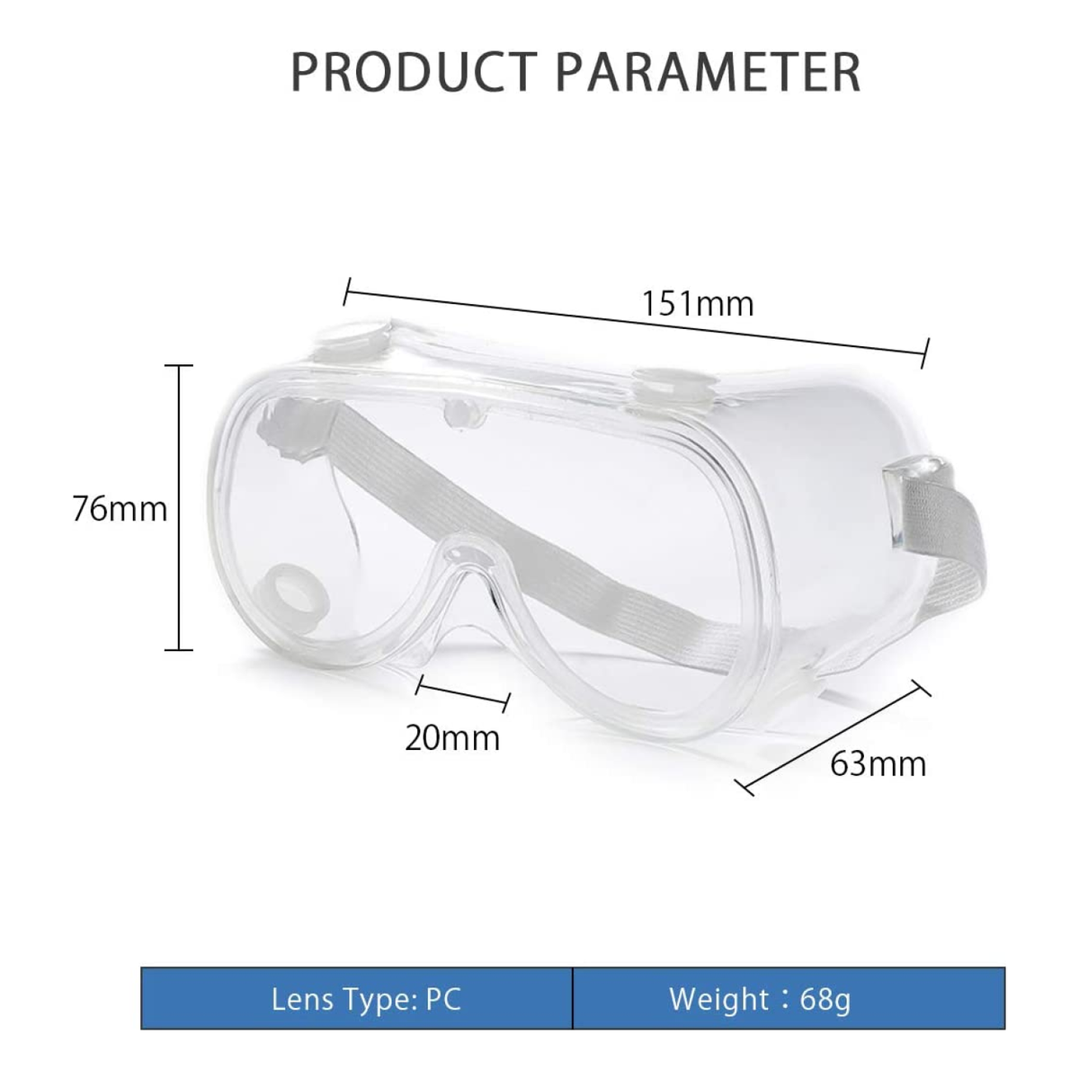 Goggles KSA GKSA01-B de Protección 4 válvulas de respiración (GKSA01-B)