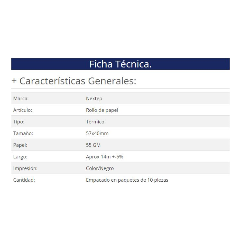 Rollo de papel térmico Nextep NE-528
