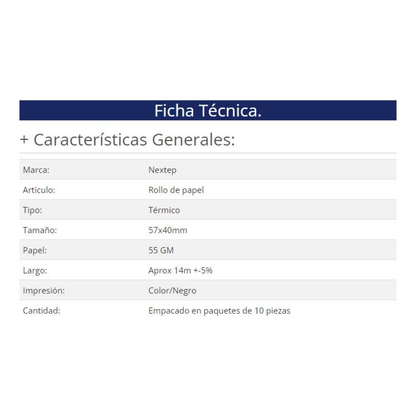 Rollo de papel térmico Nextep NE-528