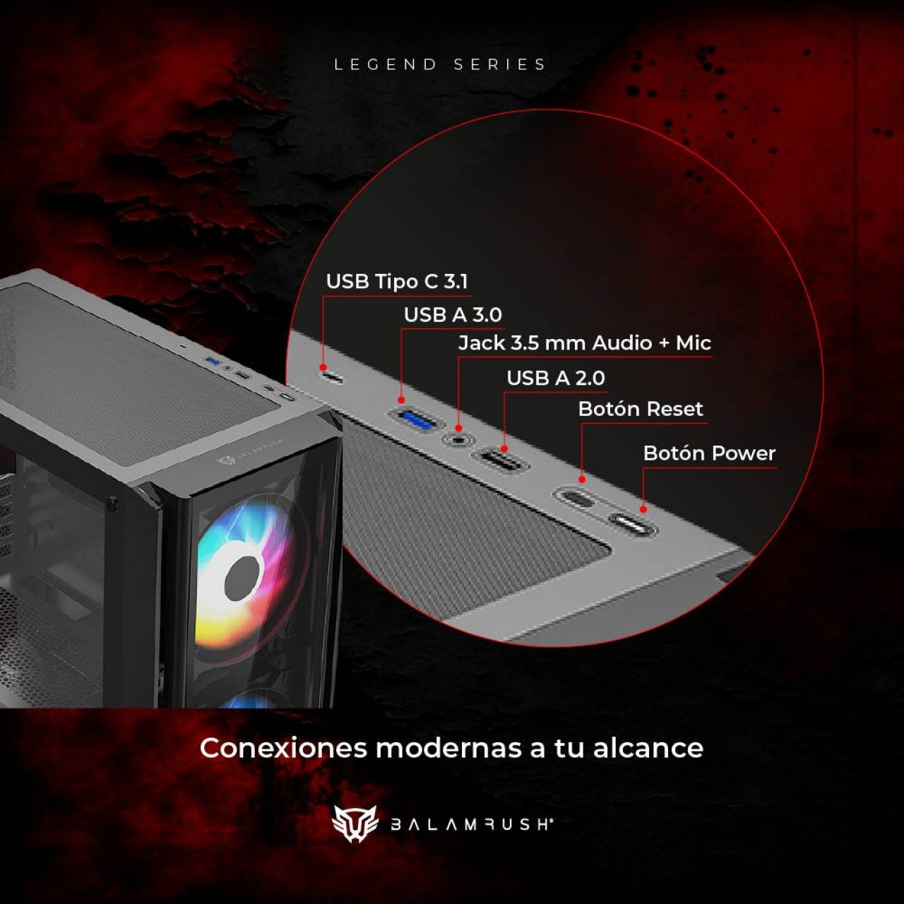 Gabinetes Gaming Balam Rush Carbono Crystal 4000C Legend Series
