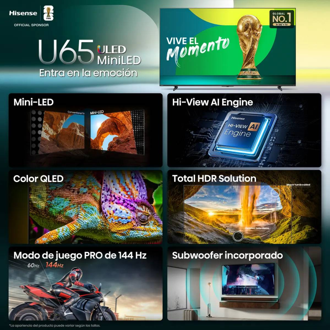 Televisión  Hisense 55U65QFM