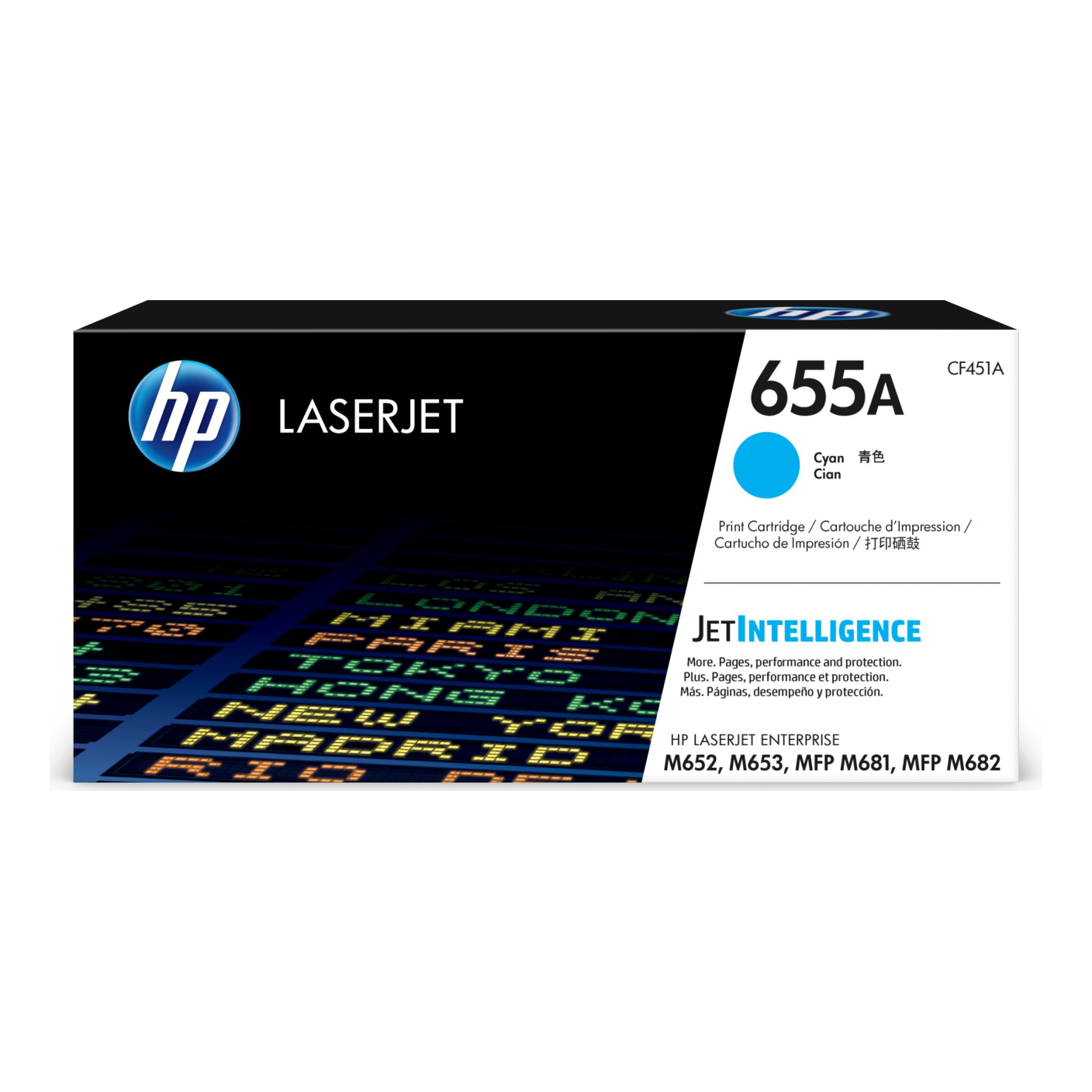 Tóner HP Original 655A Cian – Para LaserJet M652, Color LaserJet M681, Color LaserJet M682 (CF451A)