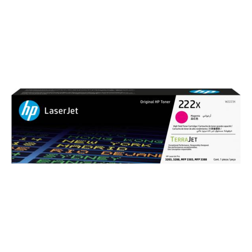 Tóner HP Original 222X Magenta – Para LaserJet Pro M404, Color LaserJet Pro M454, LaserJet Pro MFP M428 (W2223X)
