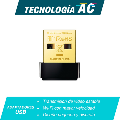 Adaptador USB Dual Band TP-LINK Archer T2U Nano