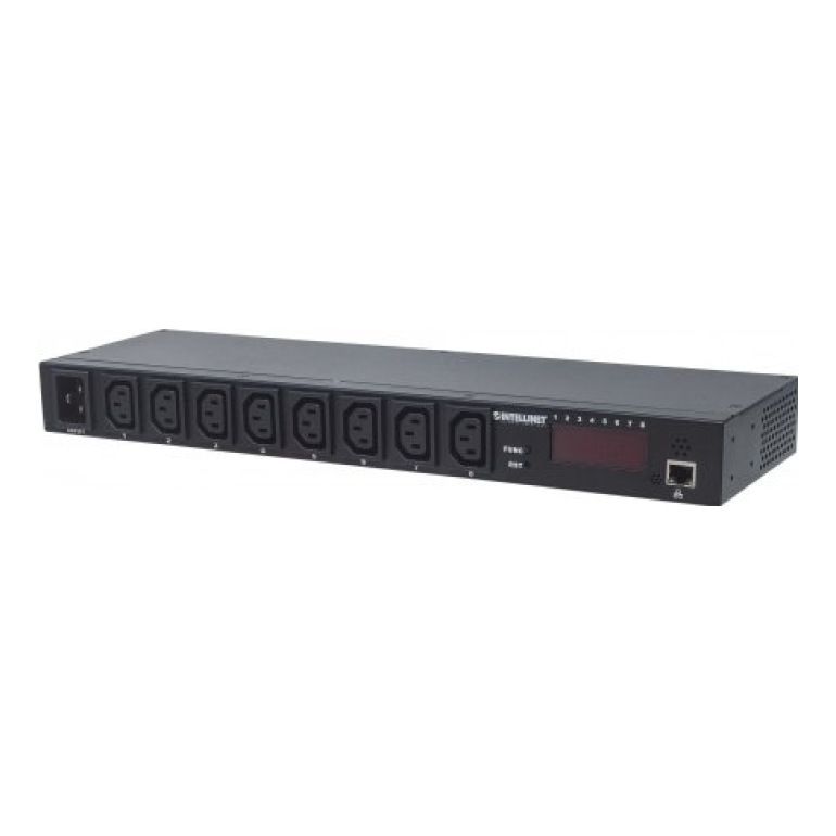 Barra Multicontactos INTELLINET 8 salidas para montaje en rack de 19"
