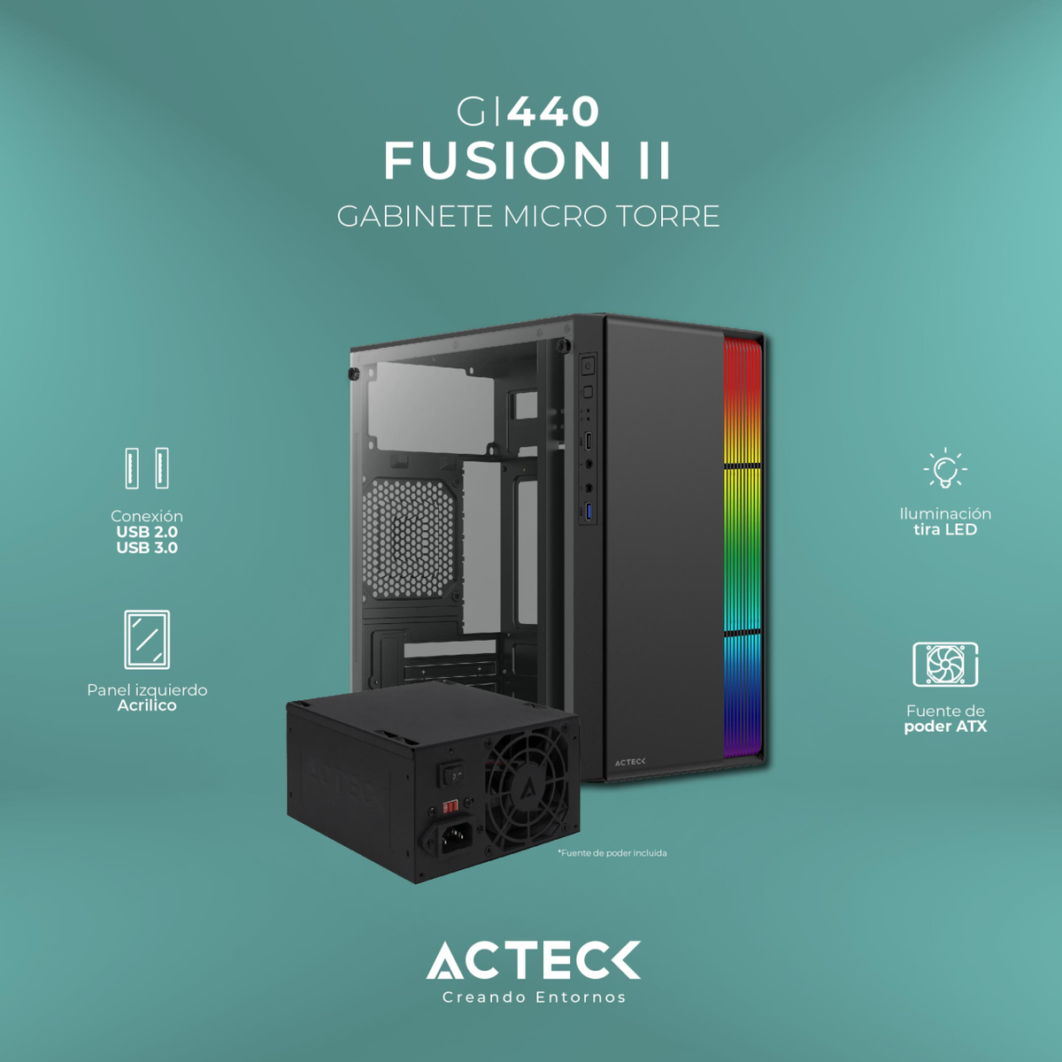 Gabinete Gaming ACTECK Fusión II GI440 (AC-935753)
