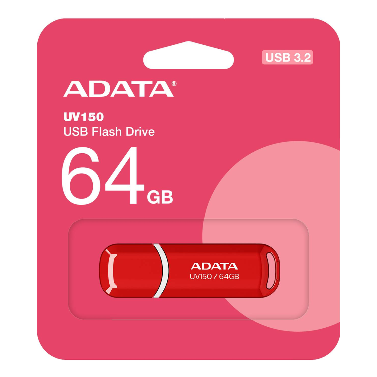 Memoria USB ADATA UV150 64 GB USB 3.2 Rojo (AUV150-64G-RRD)