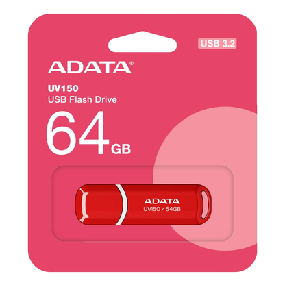 Memoria USB ADATA UV150 64 GB USB 3.2 Rojo (AUV150-64G-RRD)