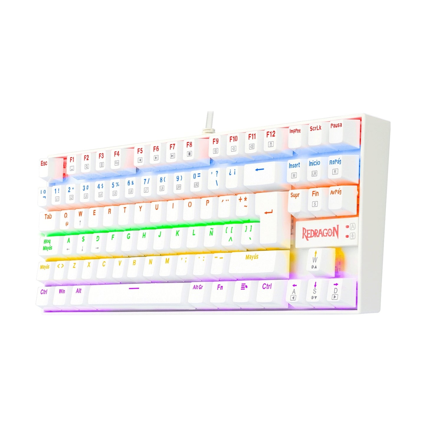 Teclado Mecánico Redragon Kumara White Rainbow