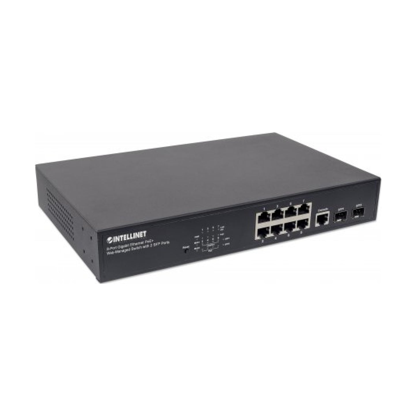 Switch INTELLINET  Administrable Gigabit Ethernet de 8 puertos PoE+ con 2 puertos