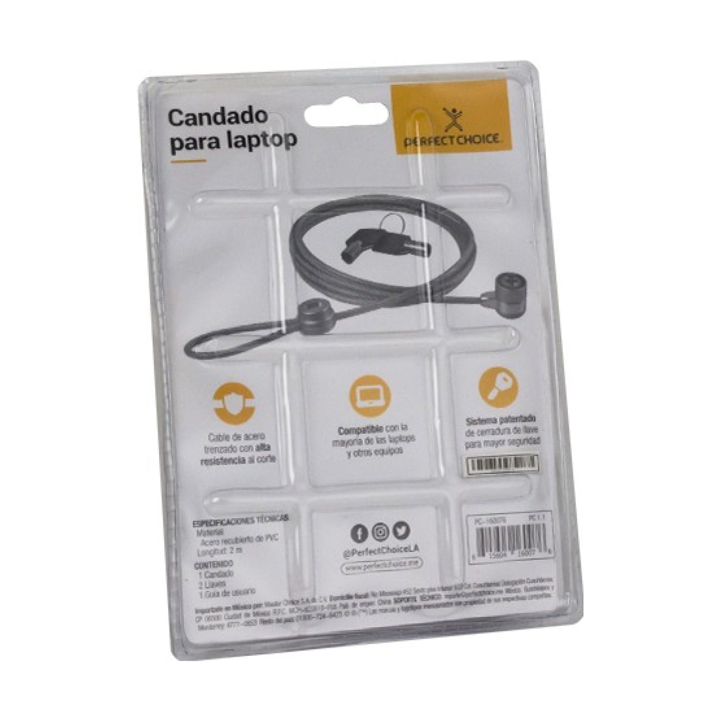 Candado para laptop (PC-160076) Acero recubie PERFECT CHOICE PC-160076