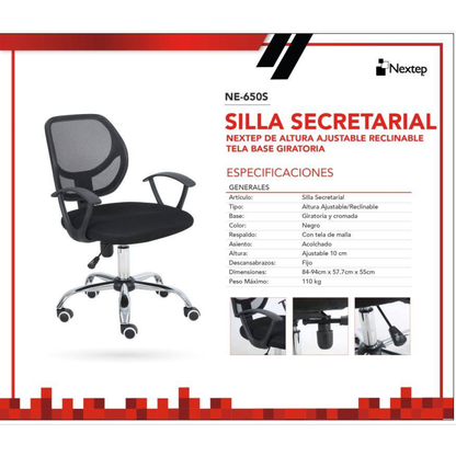 Silla Secretarial Nextep NE-650S Negro