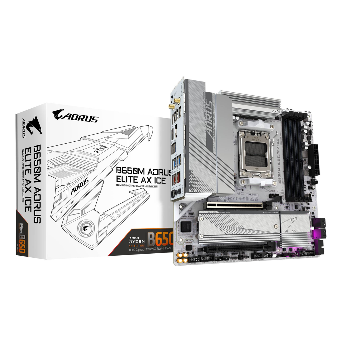 Motherboard Gigabyte B650M A ELITE AX ICE Socket AM5 Micro-ATX DDR5 Wi-Fi 6E