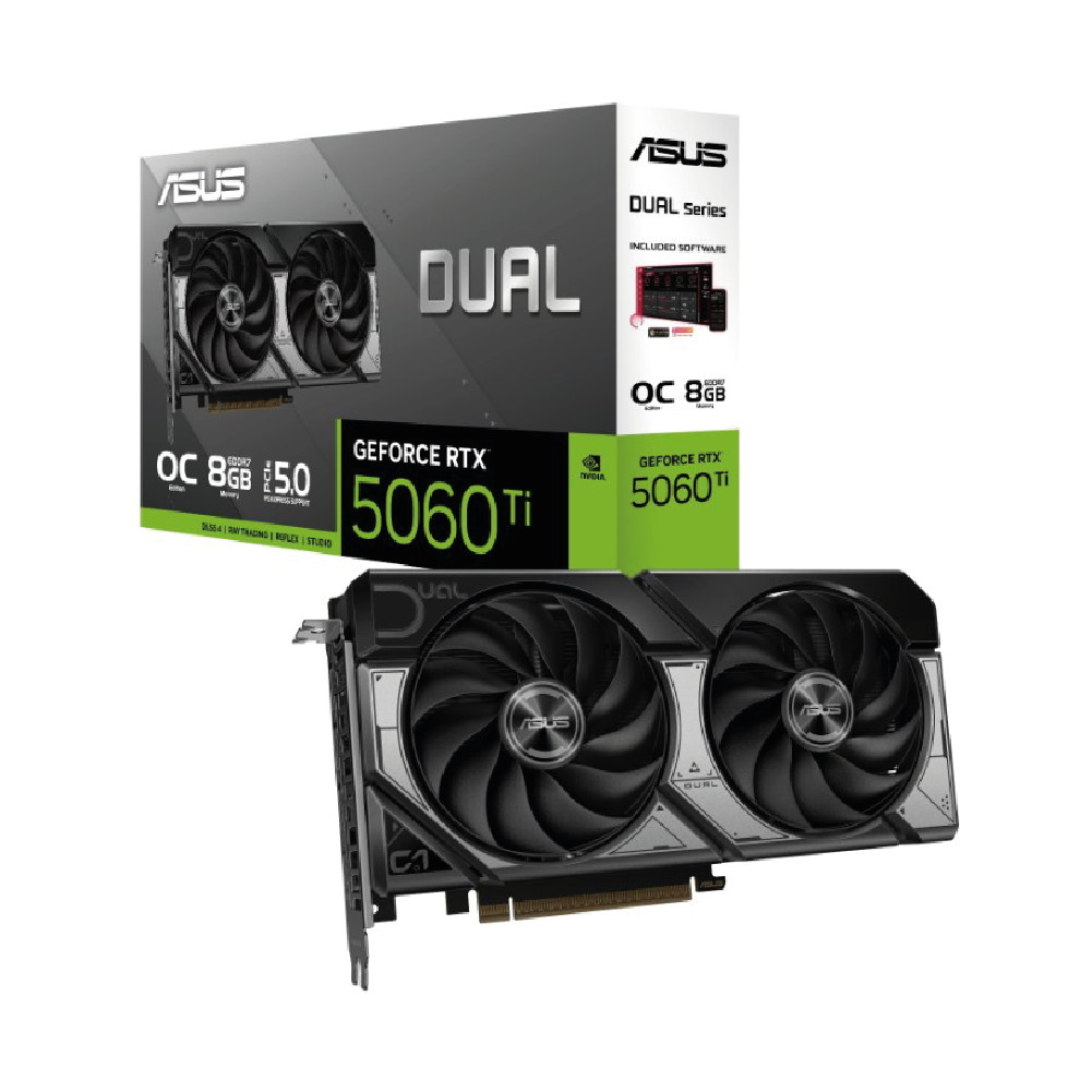 Tarjeta de Video ASUS Dual GeForce RTX 5060 Ti O8G (128-bit, PCIe 5.0, HDMI, 3x DisplayPort, Dual Fan)