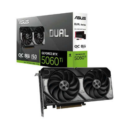 Tarjeta de Video ASUS Dual GeForce RTX 5060 Ti O8G (128-bit, PCIe 5.0, HDMI, 3x DisplayPort, Dual Fan)