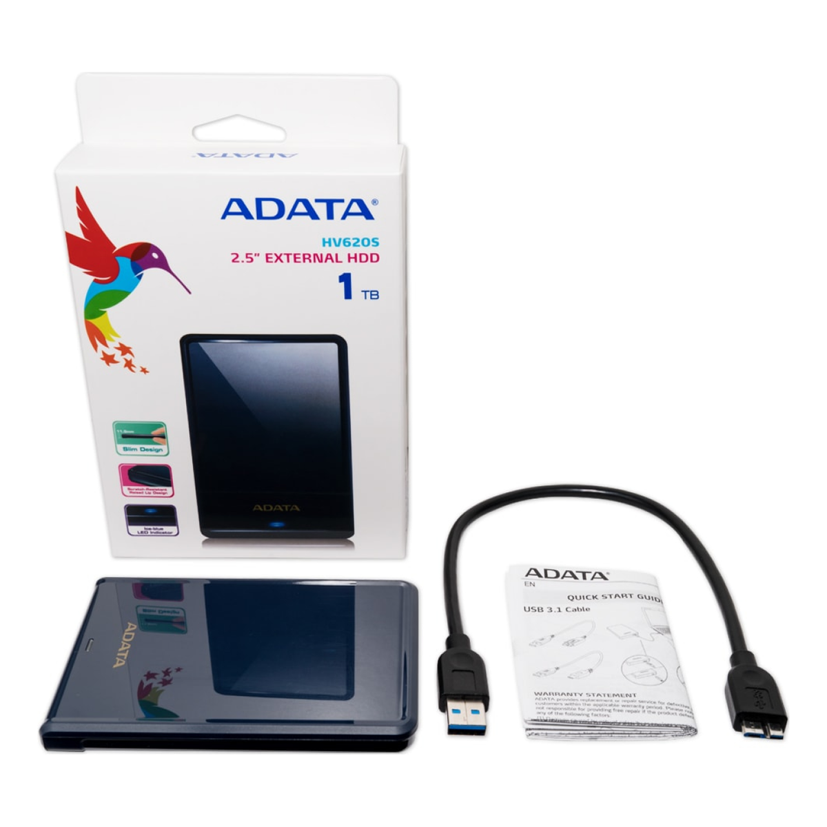 Disco Duro Externo ADATA HV620S 1 TB USB 3.1 2.5 Pulgadas (AHV620S-1TU31-CBL)