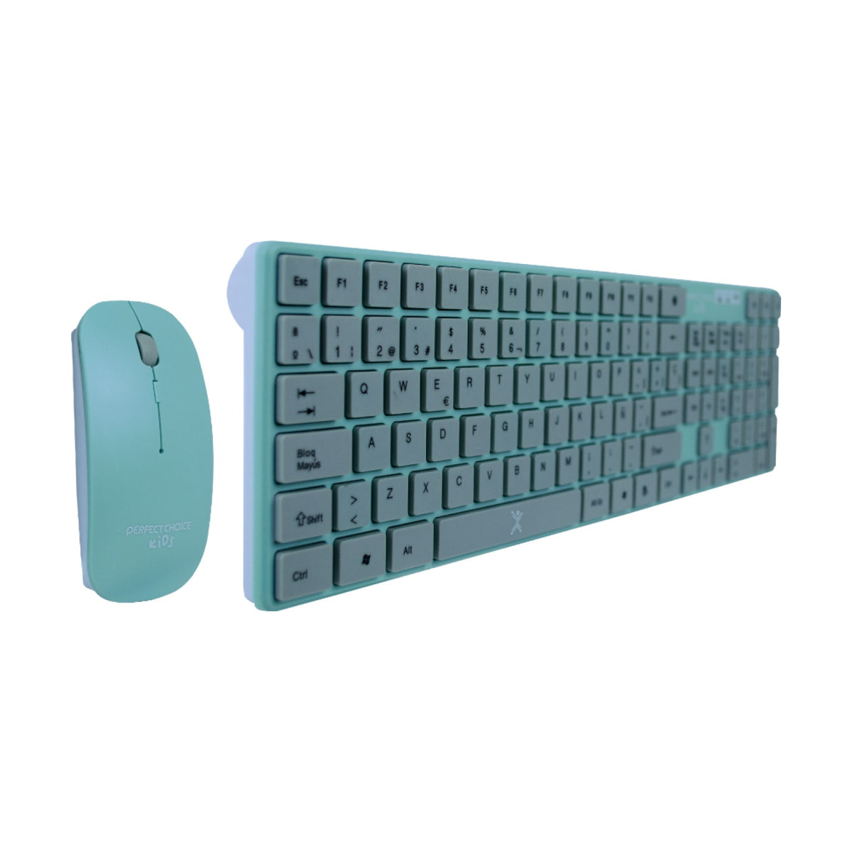 Kit de Teclado y Mouse PERFECT CHOICE PC-201243 Inalámbrico, Mouse de 800/1000/1600 DPI, Turquesa