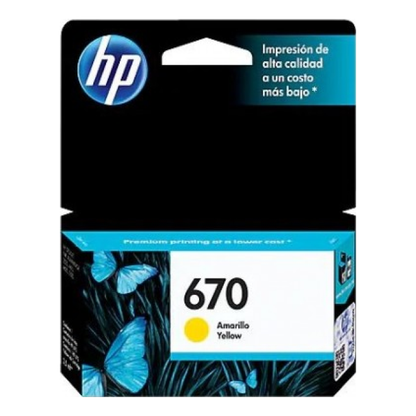 Cartucho de Tinta HP Original 670 Amarillo – Para DeskJet 3525, DeskJet 4615, DeskJet 4625 (CZ116AL)