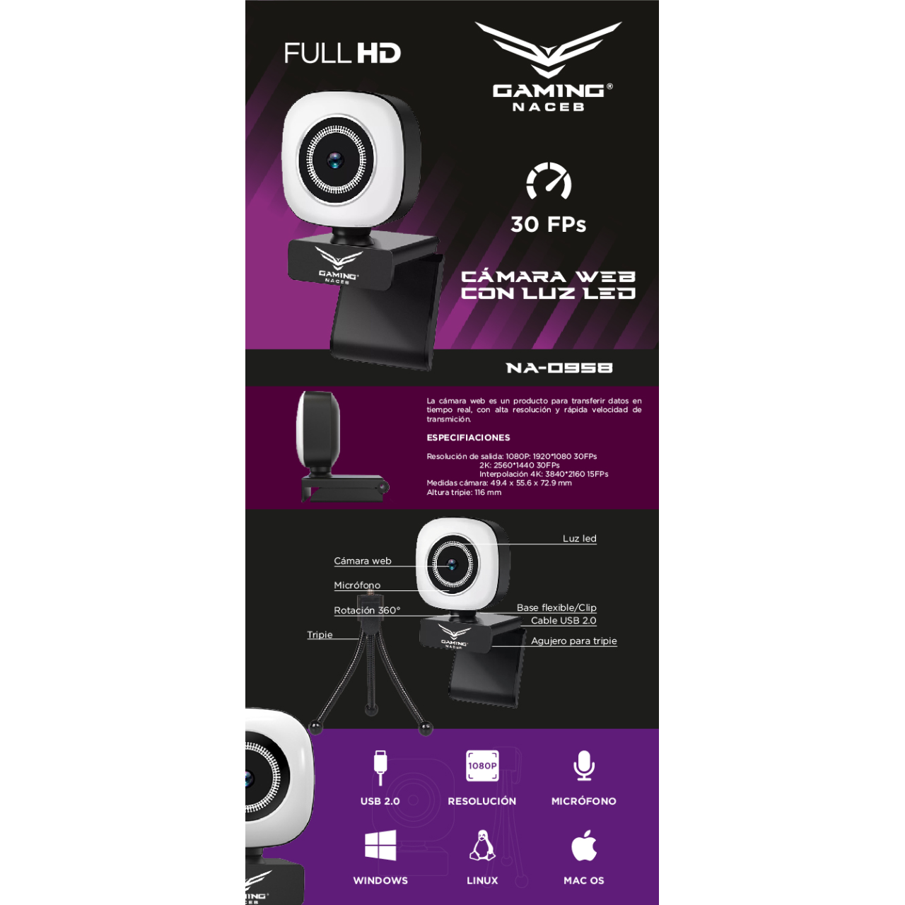 Cámara WEB Naceb Technology NA-0958