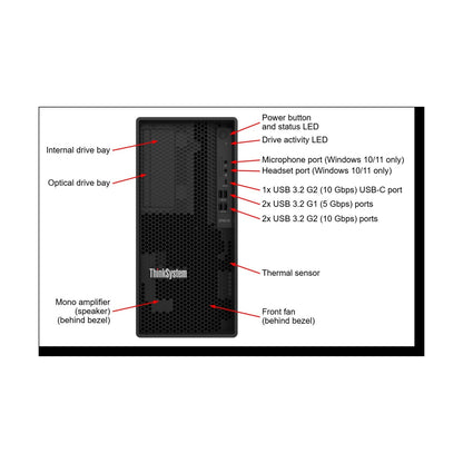Servidor Lenovo ThinkSystem ST50 con Intel Xeon E-2324G y 16 GB RAM (7D8KA00ALA)