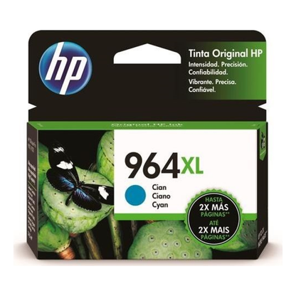 Cartucho de Tinta HP Original 964XL Cian – Para OfficeJet Pro 9010, OfficeJet Pro 9020, OfficeJet Pro 9015 (3JA54AL)