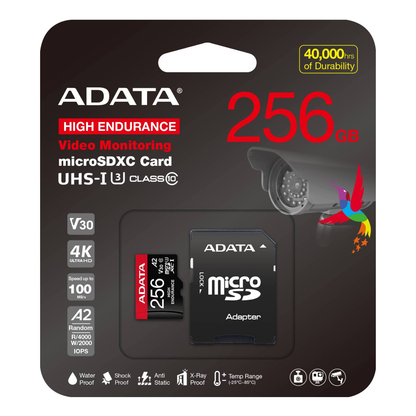 Tarjeta de Memoria microSDXC ADATA High Endurance 256 GB UHS-I U3 (AUSDX256GUI3V30SHA2-RA1)