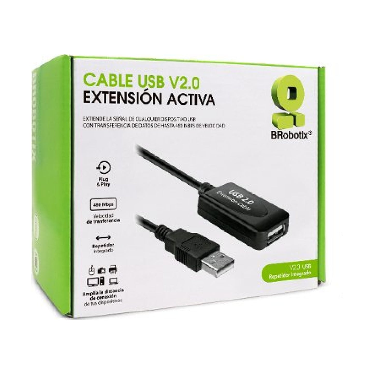 Cable USB V2.0 Extensión Activa BROBOTIX 6000670