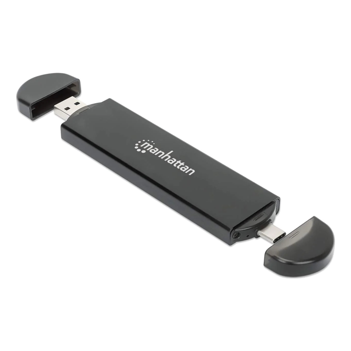 Gabinete para SSD M.2 MANHATTAN 130639 NVMe/SATA a USB-C/USB-A