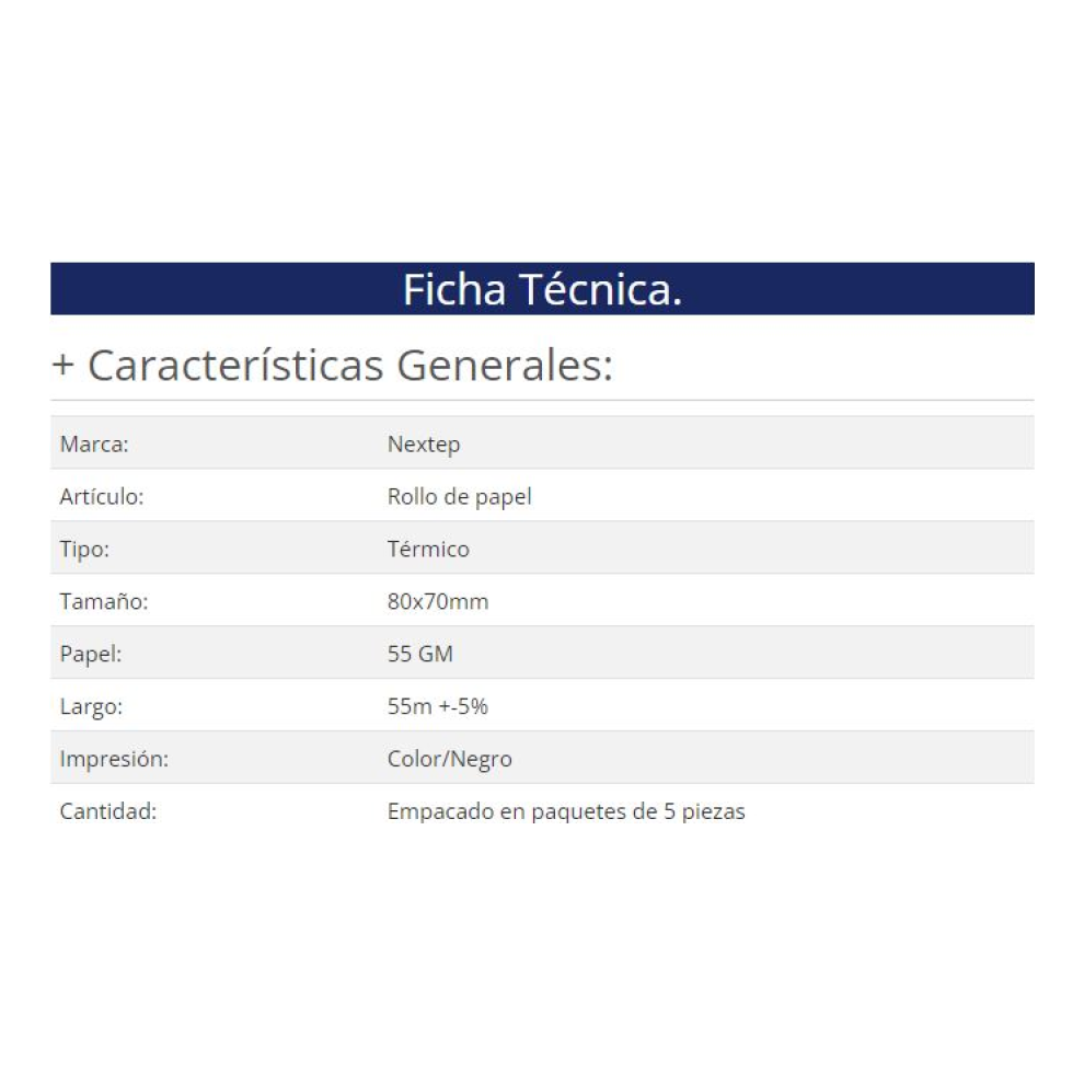 Rollo de papel térmico Nextep NE-529