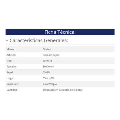Rollo de papel térmico Nextep NE-529